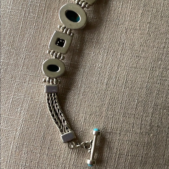 Turquoise sterling bracelet w/circle/bar closure❣️ - Picture 4 of 5